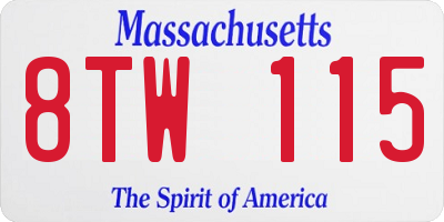 MA license plate 8TW115