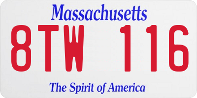 MA license plate 8TW116