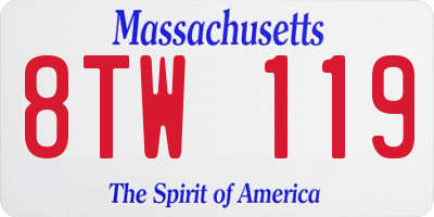 MA license plate 8TW119