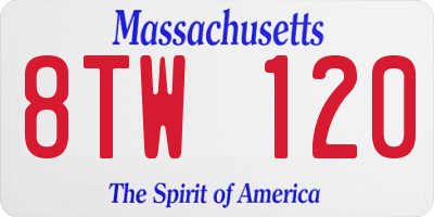 MA license plate 8TW120