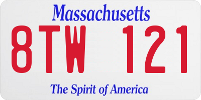 MA license plate 8TW121