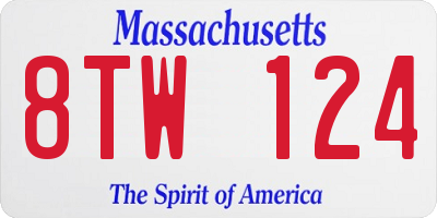 MA license plate 8TW124