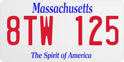 MA license plate 8TW125