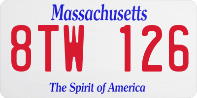 MA license plate 8TW126