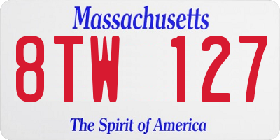 MA license plate 8TW127