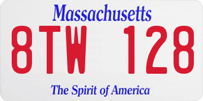 MA license plate 8TW128