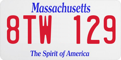 MA license plate 8TW129