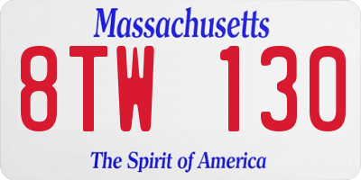 MA license plate 8TW130