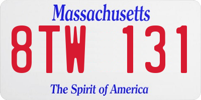 MA license plate 8TW131
