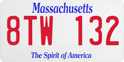 MA license plate 8TW132