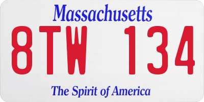 MA license plate 8TW134