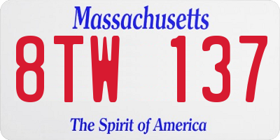 MA license plate 8TW137