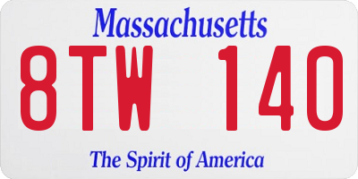 MA license plate 8TW140