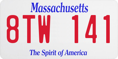 MA license plate 8TW141