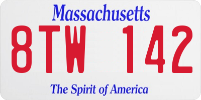 MA license plate 8TW142