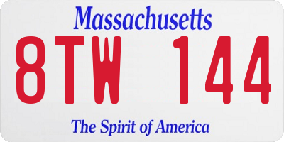 MA license plate 8TW144