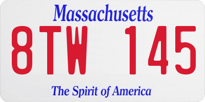 MA license plate 8TW145