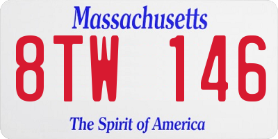 MA license plate 8TW146