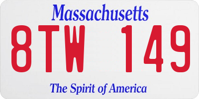 MA license plate 8TW149