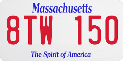 MA license plate 8TW150