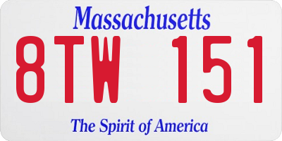 MA license plate 8TW151