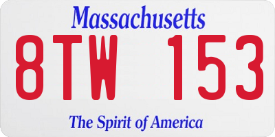MA license plate 8TW153