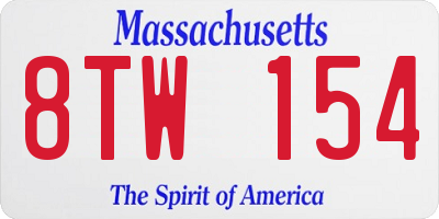 MA license plate 8TW154