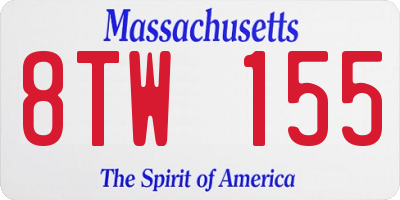 MA license plate 8TW155