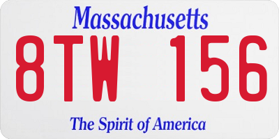 MA license plate 8TW156