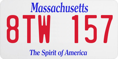 MA license plate 8TW157