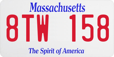 MA license plate 8TW158