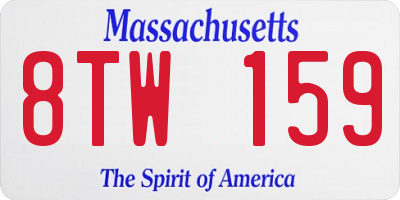 MA license plate 8TW159