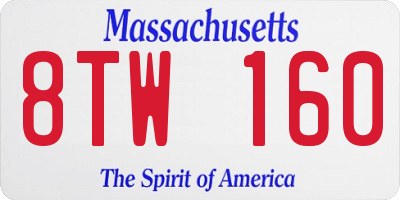 MA license plate 8TW160