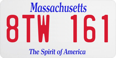 MA license plate 8TW161