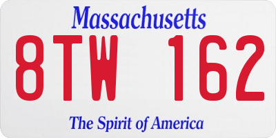 MA license plate 8TW162