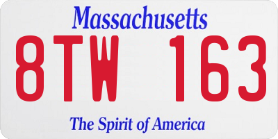 MA license plate 8TW163