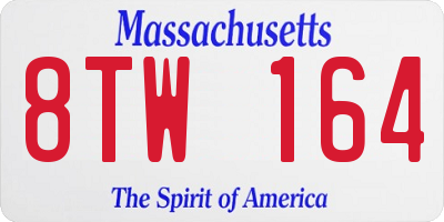 MA license plate 8TW164