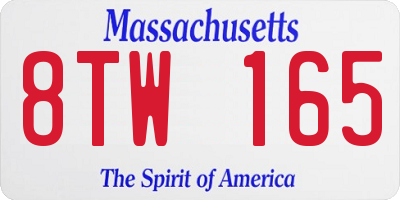MA license plate 8TW165