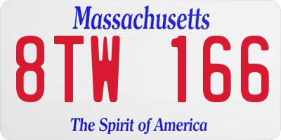 MA license plate 8TW166