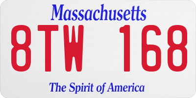 MA license plate 8TW168