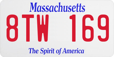 MA license plate 8TW169