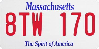 MA license plate 8TW170