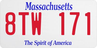 MA license plate 8TW171