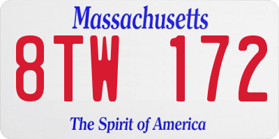 MA license plate 8TW172