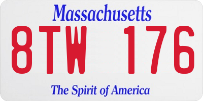 MA license plate 8TW176
