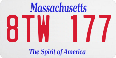 MA license plate 8TW177