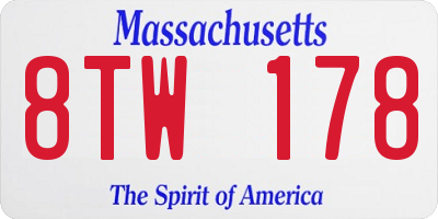 MA license plate 8TW178