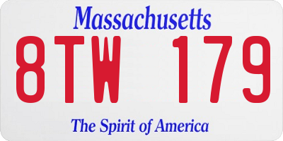 MA license plate 8TW179