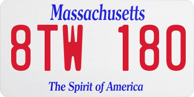 MA license plate 8TW180