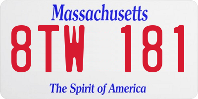 MA license plate 8TW181